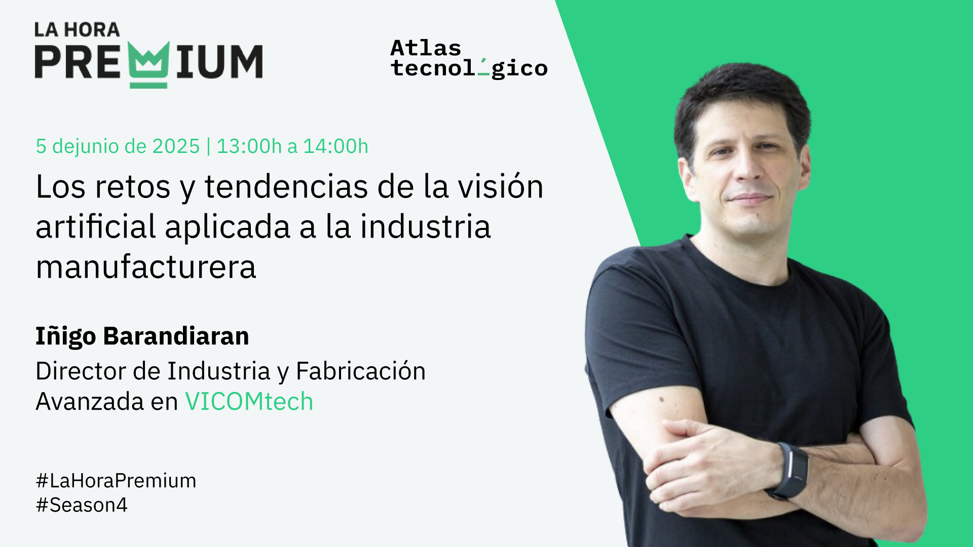 Iñigo Barandiaran (VICOMtech) abre el Ciclo de Visión Artificial de la Hora Premium con una revisión de retos y tendencias