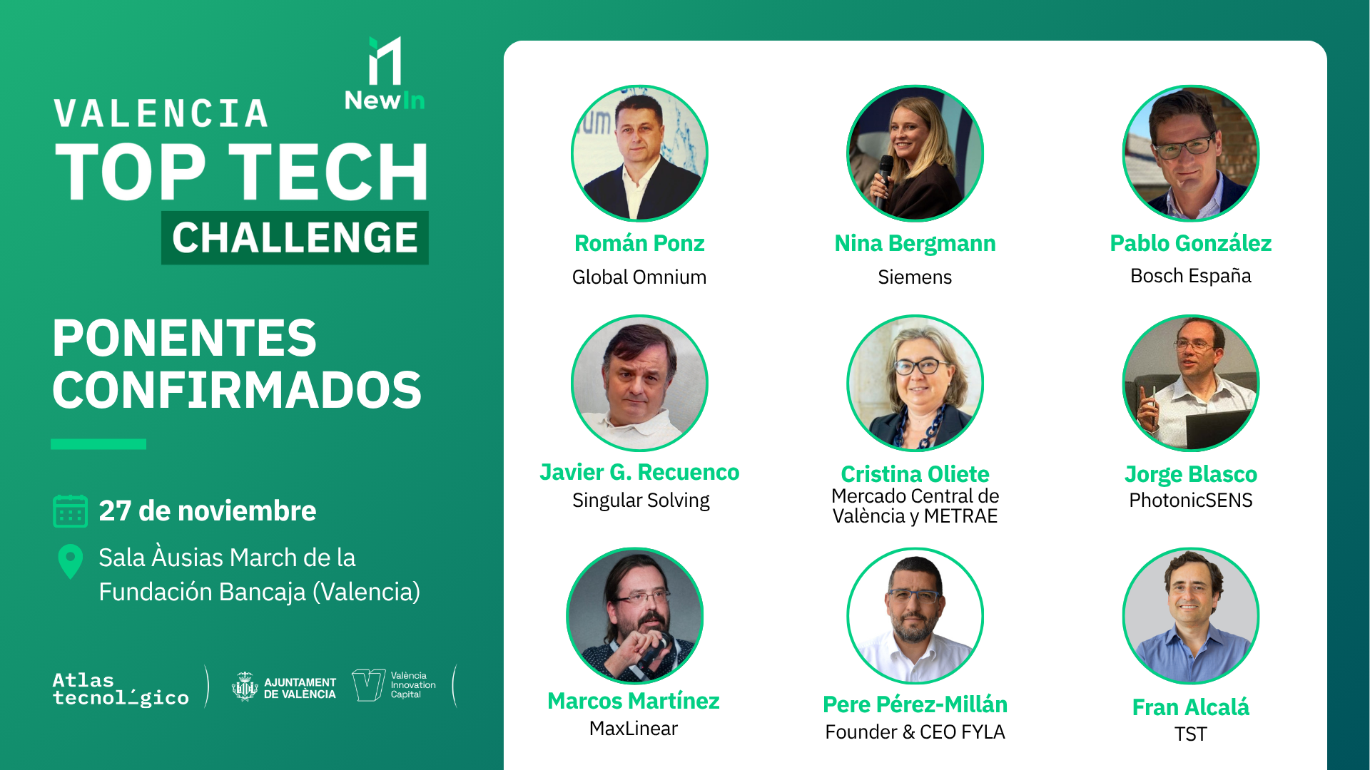 El New In sentará en la mesa a Siemens, Bosch, MaxLinear, Global Omnium e Iberdrola con PhotonicSENS, Fyla y el Mercado Central