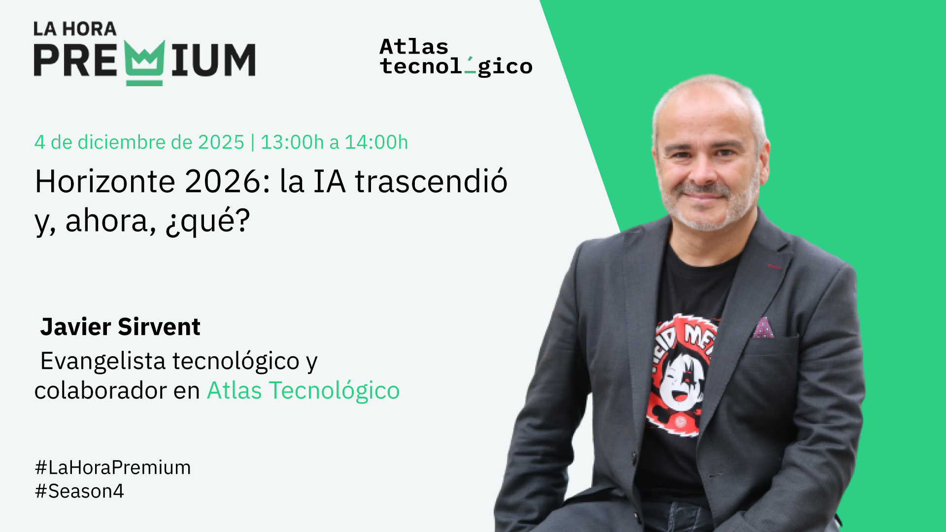 Javier Sirvent cierra la temporada de La Hora Premium con una ponencia sobre el impacto de la IA en el horizonte 2026